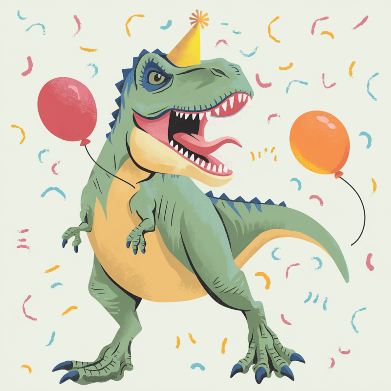 Cute Cartoon Dinosaur Party T-Shirt for Kids