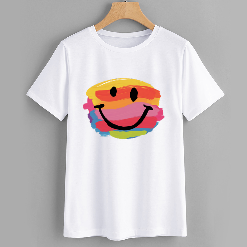 Colorful Smiley Face Graphic T-Shirt
