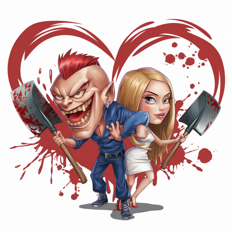 Cartoon Duo Graphic T-Shirt with Spades Design