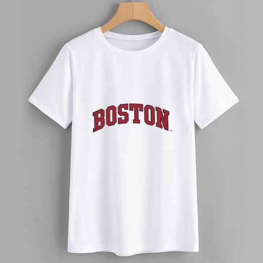 Boston Graphic White T-Shirt - Casual Unisex Tee