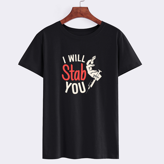 Funny Syringe Stab Graphic T-Shirt