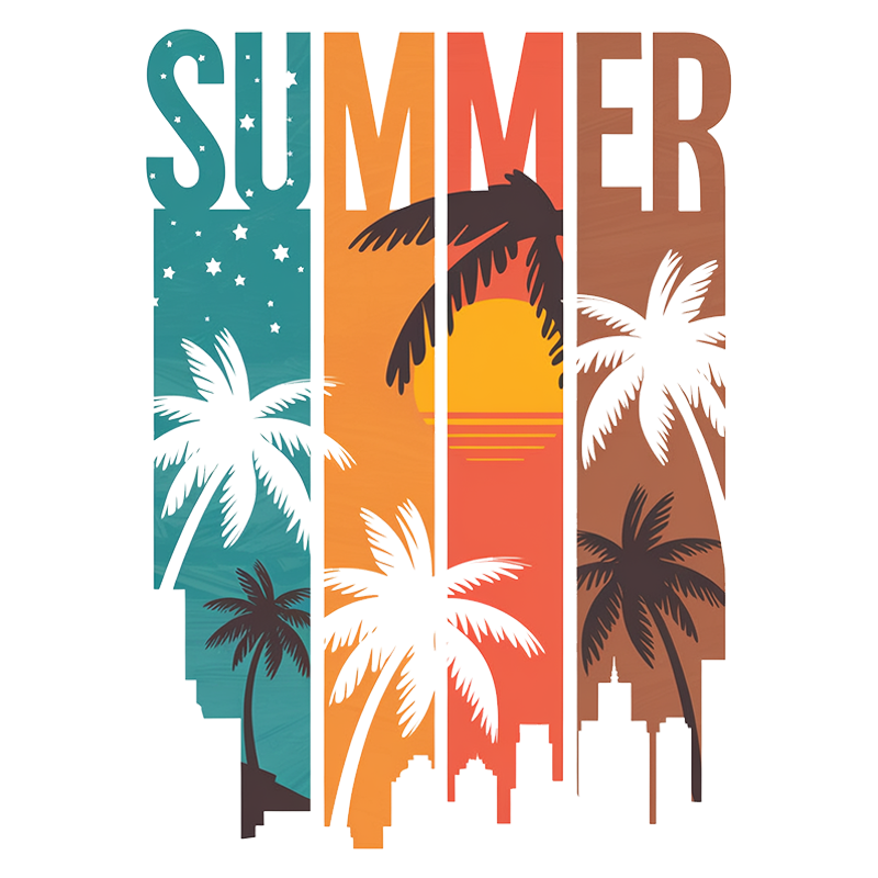 Summer Coconut Tree Casual Graphic T-Shirt