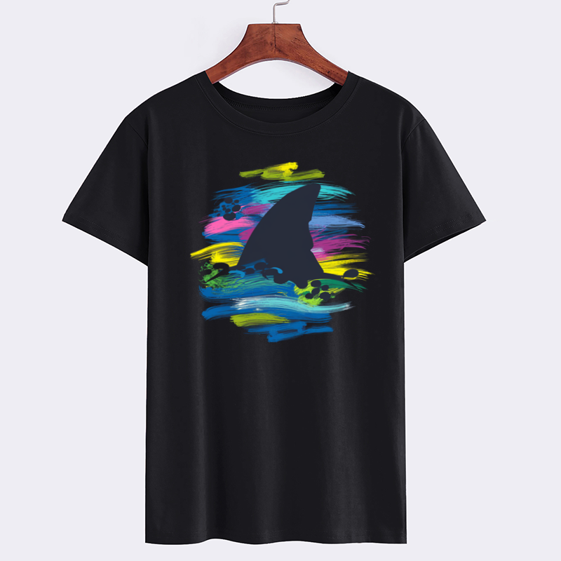 Colorful Shark Graphic T-Shirt