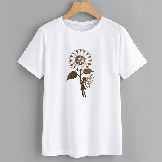Sunflower Fairy Graphic Cotton T-Shirt
