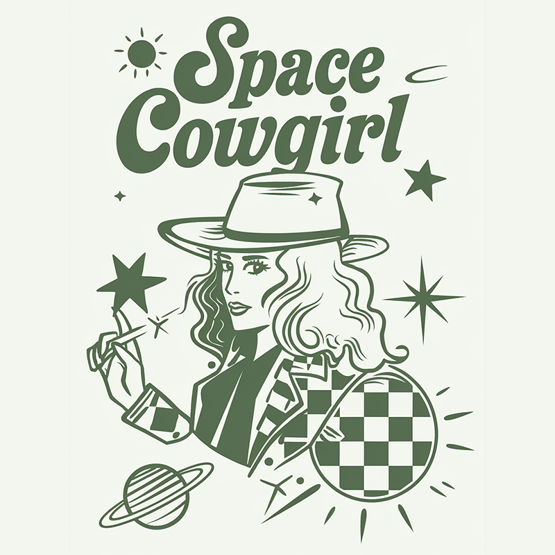 Space Cowgirl Graphic T-Shirt - Stylish Cosmic Tee