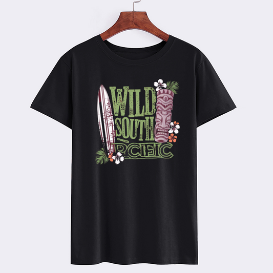 Wild South Pacific Hawaiian Graphic Cotton T-Shirt