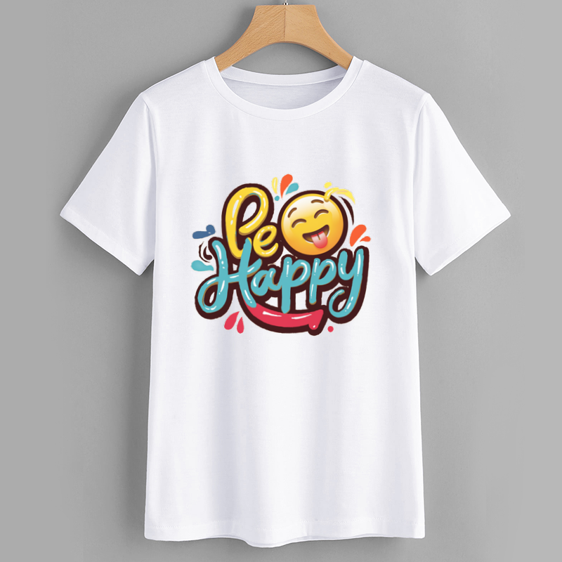 Be Happy Graphic Tee - Fun Smiley Face T-Shirt