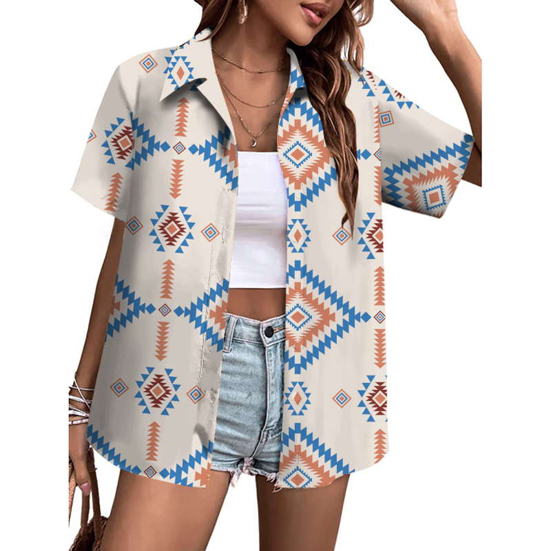 Geometric Pattern Button-Down Shirt