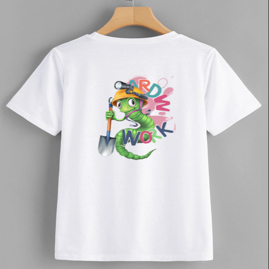Colorful Cartoon Worm Hard Work T-Shirt