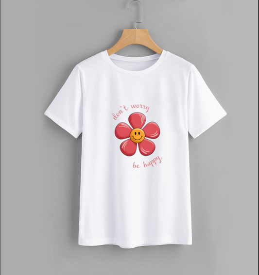 Flower Smiley Motivational Graphic T-Shirt