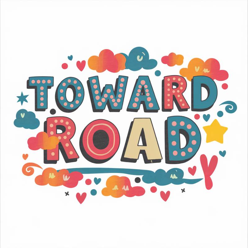 Colorful 'Toward Road' Graphic Tee - Casual Cotton T-Shirt