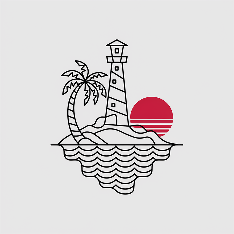Casual Holiday Print Lighthouse Sunset T-Shirt