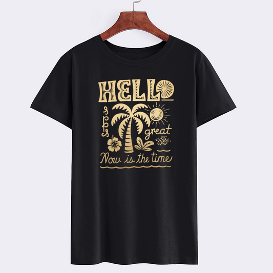 Sunshine Palm Tree Graphic Cotton T-Shirt