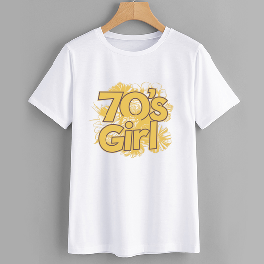 70's Girl Vintage Floral Graphic T-Shirt