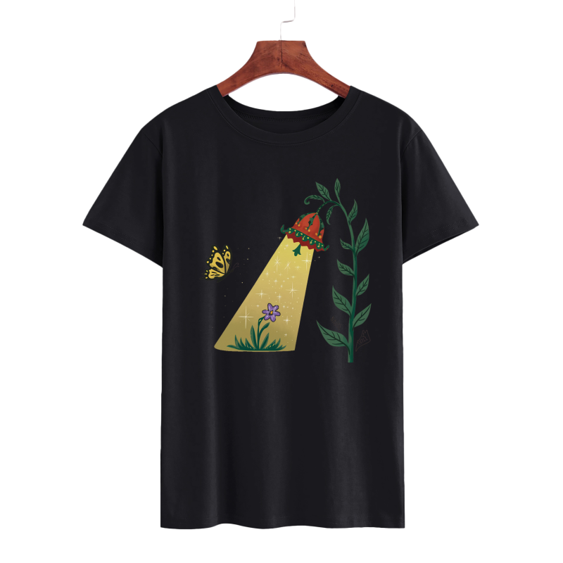 Butterfly and Flower Graphic T-Shirt
