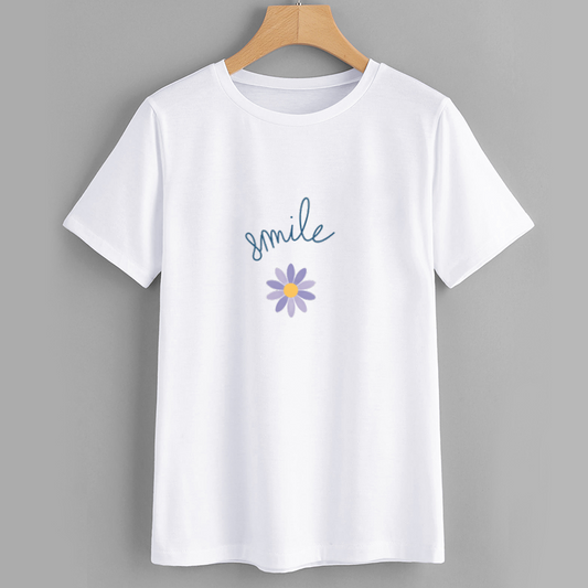 Smile Graphic Floral T-Shirt